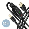 Axagon Active jungtis USB 2.0 A-M > B-M laidas, 20 m ilgio. Maitinimo variantas.