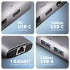 AXAGON HMC-6G2L 2x USB-A 10Gbps, 1x USB-C 10Gbps, 4K/60Hz HDMI, RJ-45, USB 3.2 Gen 2 šakotuvas, PD 100W, 15cm USB-C laidas