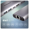AXAGON HMC-6G2L 2x USB-A 10Gbps, 1x USB-C 10Gbps, 4K/60Hz HDMI, RJ-45, USB 3.2 Gen 2 šakotuvas, PD 100W, 15cm USB-C laidas