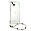 GUESS kietas dėklas GUHCP13MKPSWH Baltas Pearl galinis dangtelis, Apple, iPhone 13, skaidrus, 6,1 "