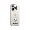 Dėklas Karl Lagerfeld Hardcase Choupette Body KLHCP14XCTTRI galinis dangtelis, Apple, iPhone 14 Pro Max, TPU, Rožinė skaidrus, 6,7 "