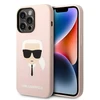 Dėklas Karl Lagerfeld Hardcase Silicone Karl`s Head Magsafe KLHMP14LSLKHLP Galinis dangtelis, Apple, iPhone 14 Pro, Silikoninis, Rožinė, 6.1 "