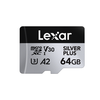 Atminties kortelė Lexar | Sidabrinis PLUS | 64 GB | Micro SDXC | Flash atminties klasė 10