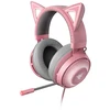 Žaidimų Ausinės Razer Kraken Kitty Edition Quartz, Chroma RGB, ANC mikrofonas, THX erdvinis garsas, USB jungtis, rožinės