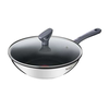 TEFAL Wok keptuvė | G7309955 Daily Cook | Wok | Skersmuo 28 cm | Tinka indukcinei kaitlentei | Dangtis pridedamas | Fiksuota rankena | Pilkas
