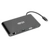 „Tripp Lite“ USB-C dokas, dvigubas „Ekranas“ – 4K HDMI/mDP, VGA, USB 3.2 Gen 1, USB-A/C šakotuvas, GbE, atminties kortelė, 100 W PD įkrovimas