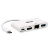 Tripp Lite USB-C dokas U444-06N-H4GU-C Single Ekranas/1xHDMI/iki sngle 4K/1xUSB 3.2/palaikymas PD 60W/Baltas/Maitinimo šaltinis neįtrauktas