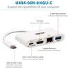 Tripp Lite USB-C dokas U444-06N-H4GU-C Single Ekranas/1xHDMI/iki sngle 4K/1xUSB 3.2/palaikymas PD 60W/Baltas/Maitinimo šaltinis neįtrauktas