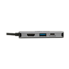 Tripp Lite USB-C dokas U444-06N-H4GUSC Vienvietis Ekranas/1xHDMI/iki 1x4K/1xUSB 3.2/RJ45/palaikymas PD 100W/Sidabrinis/Maitinimo šaltinis neįtrauktas