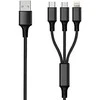 USB kabelis 2GO USB-A - USB-C + microUSB + Žaibas 1,5 m Juodas (797153)