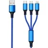 USB kabelis 2GO USB-A - USB-C + microUSB + Žaibas 1,5 m mėlyna (797151)