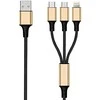 2GO USB kabelis USB-A – USB-C + microUSB + Lightning 1,5 m juodos ir auksinės spalvos (797152)