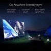 ASUS ZenBeam E2 mini LED projektorius, automatinio portreto režimas, 300 LED liumenų, WVGA (854 x 480), belaidė projekcija, lauko projektorius, įmontuota baterija, iki 4 valandų vaizdo atkūrimas, maitinimo blokas, USB Type-A, HDMI ®, 5 vatų garsiakalbis
