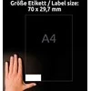 Lipnios etiketės Avery Zweckform, A4, 70x29,7mm, 30 etikečių lape, be rėmelio, 100 lapų, baltos spalvos