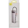 Šakotuvas 9in1 Baseus Metal Gleam Series, USB-C į 3x USB 3.0 + HDMI + USB-C PD + Ethernet RJ45 + Micro SD/SD + VGA