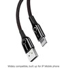Baseus C formos Lightning kabelis su LED 2.4A 1m - Juodas