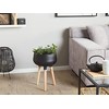 Beliani Shumee Metalo puodas 30 x 30 x 47 cm juoda su lengvos medienos AGROS