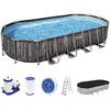 Bestway Bestway Power Steel rėmo rinkinys, 732 cm x 366 cm x 122 cm, baseinas (tamsiai ruda / mėlyna, medžio dekoro, su filtrų siurbliu)