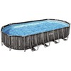 Bestway Bestway Power Steel rėmo rinkinys, 732 cm x 366 cm x 122 cm, baseinas (tamsiai ruda / mėlyna, medžio dekoro, su filtrų siurbliu)
