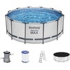 Bestway karkasinis baseinas su filtravimo pompa ir priedais, 3.66 x 1.22 m, pilkas, apvalus