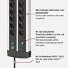 Brennenstuhl Premium ALU-Line 16 kartų juodos spalvos, su 2 jungikliais, 3 m