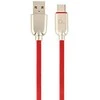 GEMBIRD CC-USB2R-AMCM-1M-R Gembird Premium guminis Type-C USB įkrovimo ir duomenų kabelis, 1m, raudonas