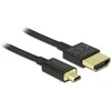 HDMI kabelis(M)->HDMI MICRO(M) 1.5M 4K 60HZ 3D JUODA SLIM PREMIUM DELOCK