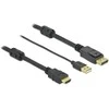 DELOCK HDMI M DisplayPort M 4K laidas 2m maitinamas USB A M juodas