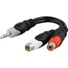 Inline Kabelis DELTACO 3.5mm M-2xRCA F, 0.1m / AA-6