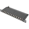 DIGITUS Cat.6A Slim komutacinė panelė, ekranuota, 12 prievadų, 0,5U, 10" jungtis