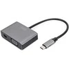 Assmann Electronic DIGITUS USB-C - mini DP + VGA Adapteris 20cm 4K/30Hz sidabrinis aliuminio korpusas