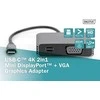 Assmann Electronic DIGITUS USB-C - mini DP + VGA Adapteris 20cm 4K/30Hz sidabrinis aliuminio korpusas