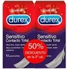 Durex Sensitive Sensitive Contact prezervatyvai 2x12 vienetų