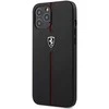 Ferrari FEOMSHCP12LBK Apple iPhone 12 Pro Max dėklas telefonui juodos spalvos Off Track Leather Nylon Stripe