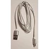 Gembird „Cablexpert“ medvilninis pintas „Micro-USB“ laidas su metalinėmis jungtimis, 1,8 m, sidabrino spalvos, lizdinėje plokštelėje | „Cablexpert“