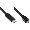 GoodConnections Good Connections Anschlusskabel 2m USB 2.0 USB-C zu USB 2.0 Micro B juodas