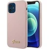 Apple iPhone 12 Mini Guess dėklas silikoninis Script Gold Logo (GUHCP12SLSLMGLP) light rožinės spalvos