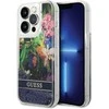 GUESS GUHCP13LLFLSB IPHONE 13 PRO / 13 6.1 "Mėlynas / Mėlynas HARDCASE FLOWER LIQUID GLITTER