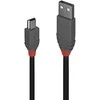 USB Kabelis - LINDY Anthra Line USB 2.0 Type A į Mini-B Laidas, M/F, 480Mbps, 0.2 m, Juodas