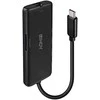 Nešiojamojo Kompiuterio Dokavimo Stotis - LINDY DST-Mini, USB-C Nešiojamojo Kompiuterio Mini Dokavimo Stotis, 4K Palaikymas, 100W Perėjimo Įkrovimas 4K HDMI®, PD 3.0 100W, Gigabit Ethernet, MicroSD ir SD, Juoda