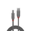 USB Kabelis - LINDY Anthra Line USB 2.0 Type A į B Laidas M/M, 3 m, Pilkas