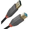 USB Kabelis - LINDY Anthra Line USB 3.2 Type A į B Laidas, M/M, 5Gbps, 5 m, Juodas