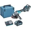 Makita GA023GM201 Kampinis šlifuoklis XGT, 125MM, 0-8500RPM; bešepetėlinis variklis, 2X4,0Ah; greitasis kroviklis; elektrinis stabdys; AFT; AWS (be AWS lusto); MAKPAC lagaminas; slankusis jungiklis, reguliuojamas greitis