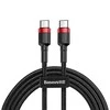 Dėklas Kabelis Baseus USB2.0 C-USB C kištukas 1 m, su nailoniniu šarvu Cafule, raudonas/juodas