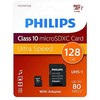 „Philips Micro SDXC“ kortelė 128 GB, 10 klasės UHS-I U1, įskaitant. Adapteris
