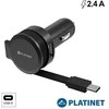 Įkroviklis automobilinis Platinet su Type-C laidu (1xUSB 2.4A) juodas