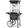 Royal Catering Profesionali kukurūzų spragėsių mašina ant vežimėlio su RETRO apšvietimu, 88 l, 1600 W, juoda