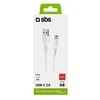 SBS TECABLEMICROC15W USB-A – USB-C kabelis 1.5m – baltos spalvos