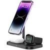 Belaidis magnetinis įkroviklis 3in1 15W telefonams su MagSafe, AirPods, Apple Watch Watch Tech-Protect QI15W A22 juodos spalvos