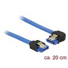 DELOCK Cable SATA 6 Gb/s lizdas tiesus > SATA lizdas kairysis kampinis 20cm mėlynas su auksiniais spaustukais